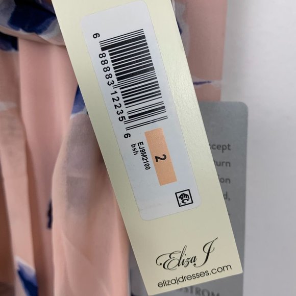 NWT Eliza J Floral Chiffon High-Low V-Neck Waist Tie Maxi Dress Pink Blue 2 - Picture 7 of 10